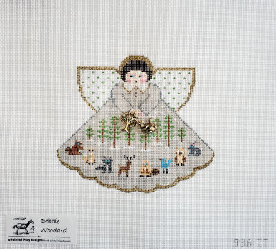 Angel ~ Ukraine Angel & Charms handpainted Ukrainian Needlepoint Ornament  Canvas by Painted Pony